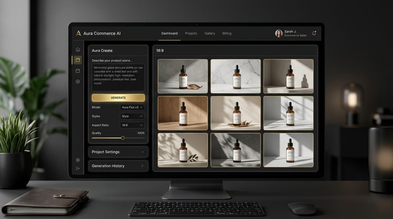 AI image generation panel ‚Äî prompt input and result grid