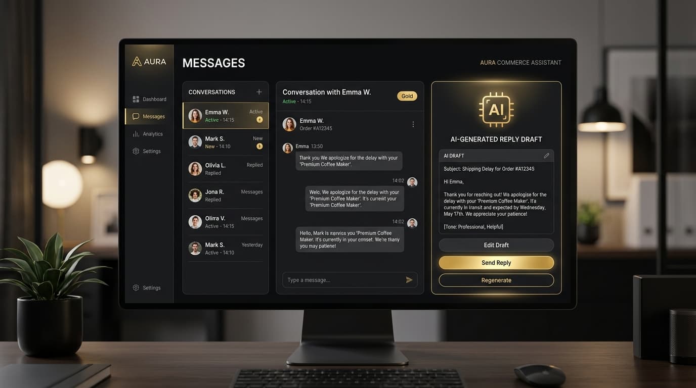 AI reply assistant ‚Äî conversation history with AI-generated draft reply