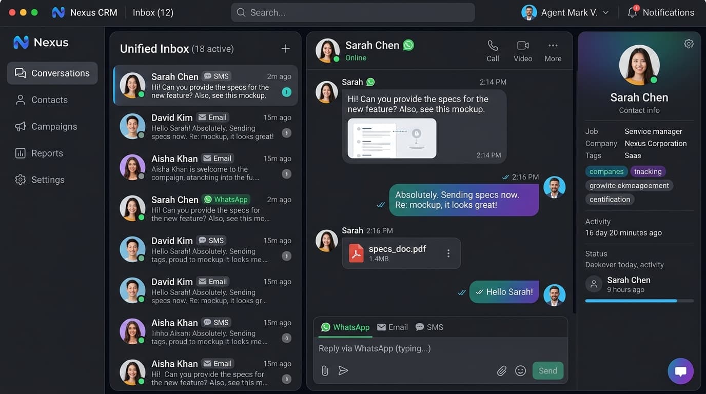Multi-channel conversations inbox
