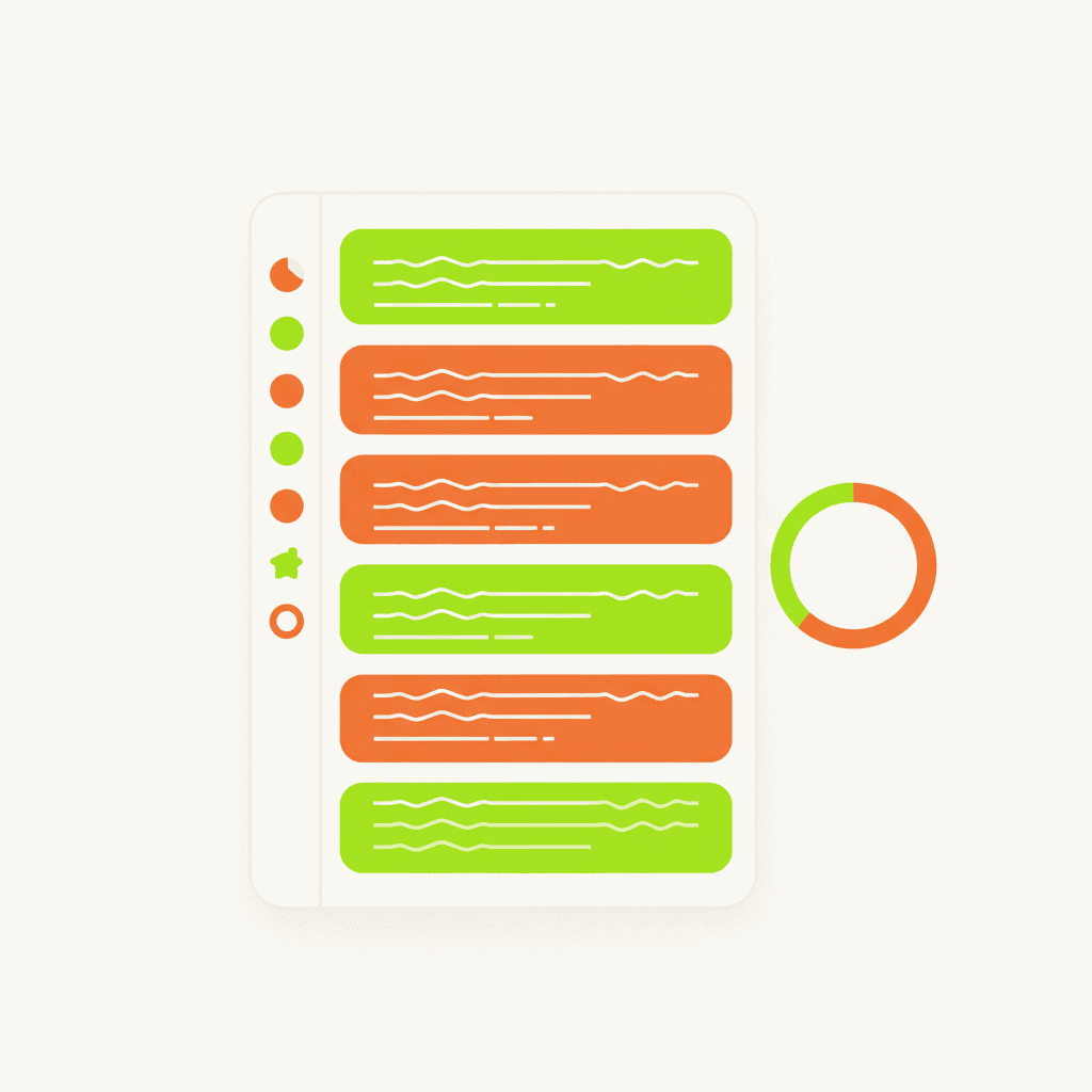 A flat illustration of a dashboard showing MakeBox AI generating a description with the five sections highligh