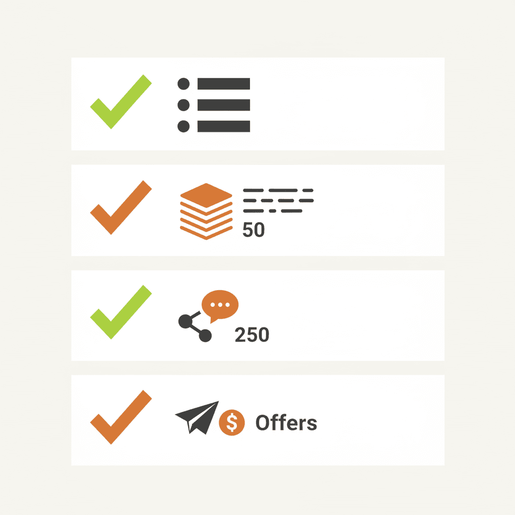 A clean editorial flat illustration of a calendar or checklist showing a daily routine: "List 5 items, Relist